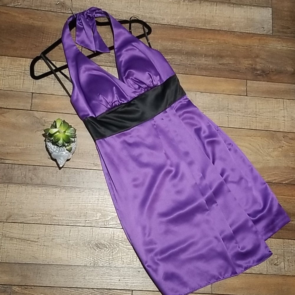 Max and Cleo purple formal halter dress NWT